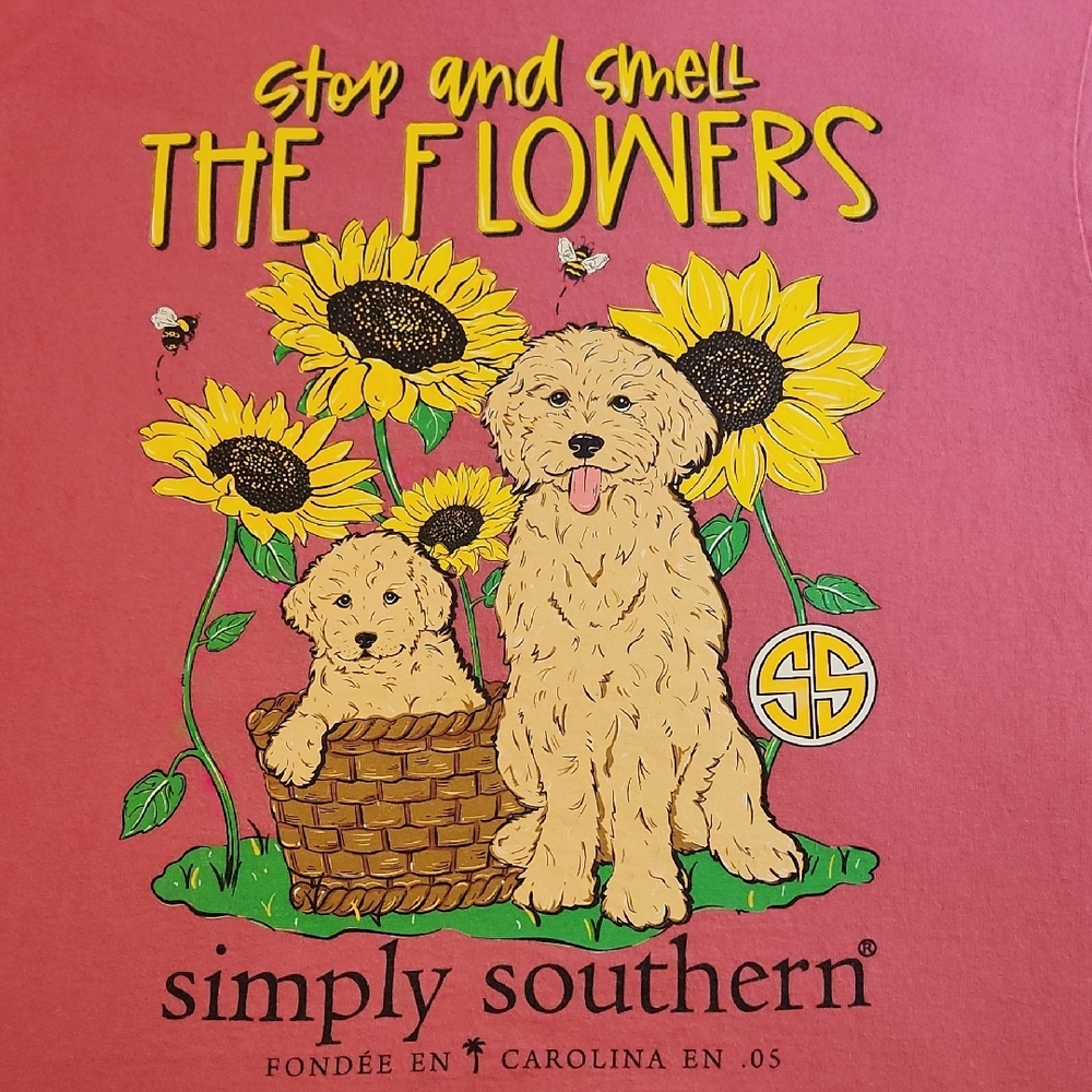 Simply Southern "Stop and Smell the Flowers" T-shirt, Large